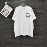 Dior Classic Patchwork Embroidery LogoT girl Couple Versatile Casual Short Sleeves
