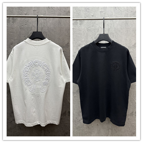 Chrome Hearts Classic Embroidered Horseshoe T-shirt Couple Loose Casual Short Sleeve