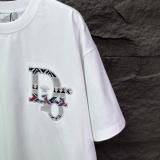 Dior Classic Patchwork Embroidery LogoT girl Couple Versatile Casual Short Sleeves