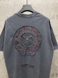 Chrome Hearts Fashion Patch Embroidered T-shirt Couple Loose Casual Short Sleeve