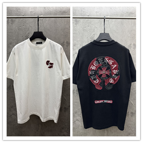 Chrome Hearts Fashion Patch Embroidered T-shirt Couple Versatile Casual Short Sleeve