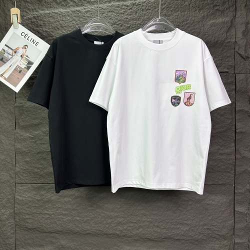Dior Classic Embroidery LogoT girl Couple Versatile Casual Short Sleeves