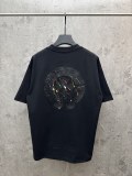 Chrome Hearts Fashion Leather Embroidered Splash Ink T-shirt Couple Versatile Casual Short Sleeve