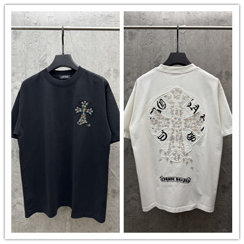 Chrome Hearts Fashion Patch Embroidered T-shirt Couple Versatile Casual Short Sleeve