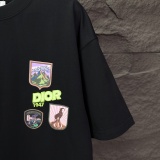 Dior Classic Embroidery LogoT girl Couple Versatile Casual Short Sleeves