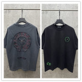 Chrome Hearts Fashion Patch Embroidered T-shirt Couple Loose Casual Short Sleeve