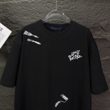 Louis Vuitton Fashion Embroidery Tool LogoT girl Couple Versatile Casual Short Sleeves