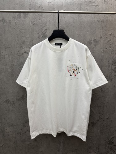 Chrome Hearts Fashion Leather Embroidered Splash Ink T-shirt Couple Versatile Casual Short Sleeve