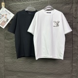 Louis Vuitton Classic Leather Embroidered LogoT girl Couple Versatile Casual Short Sleeves