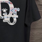 Dior Classic Patchwork Embroidery LogoT girl Couple Versatile Casual Short Sleeves