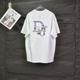 Dior Classic Patchwork Embroidery LogoT girl Couple Versatile Casual Short Sleeves