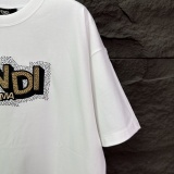 Fendi Classic Embroidery LogoT girl Couple Versatile Casual Short Sleeves
