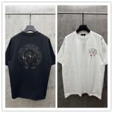 Chrome Hearts Fashion Leather Embroidered Splash Ink T-shirt Couple Versatile Casual Short Sleeve