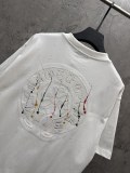 Chrome Hearts Fashion Leather Embroidered Splash Ink T-shirt Couple Versatile Casual Short Sleeve