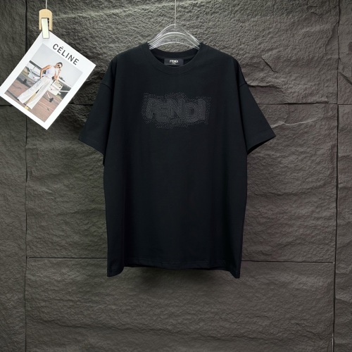 Fendi Classic Embroidery LogoT girl Couple Versatile Casual Short Sleeves