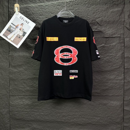 Balenciaga Fashion Multi Logo Printed T-shirt Couple Versatile Casual Short Sleeve