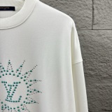 Louis Vuitton Unisex Classic Hot Diamond Logo Loose Casual Long Sleeve T-shirt