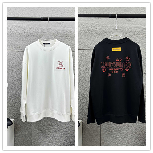 Louis Vuitton Unisex Classic Embroidered Logo Loose Casual Long Sleeve T-shirt