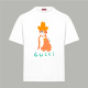 Gucci New Classic Graffiti Cartoon Dog Logo Printed Short Sleeve Couple Loose and Versatile T-shirt