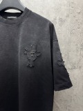 Chrome Hearts Fashion Patch Cross Washed T-shirt Couple Loose Casual Short Sleeve