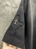 Chrome Hearts Fashion Patch Cross Washed T-shirt Couple Loose Casual Short Sleeve