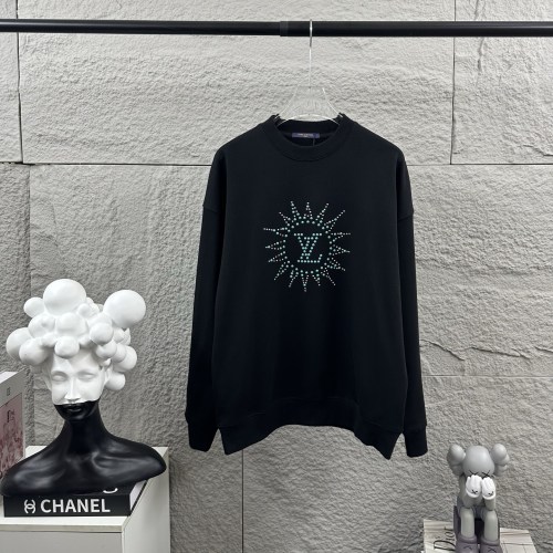 Louis Vuitton Unisex Classic Hot Diamond Logo Loose Casual Long Sleeve T-shirt