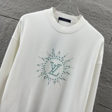 Louis Vuitton Unisex Classic Hot Diamond Logo Loose Casual Long Sleeve T-shirt