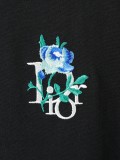 Dior Classic Embroidered Flower Logo Short Sleeve Couple Versatile Casual T-shirt