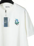 Dior Classic Embroidered Flower Logo Short Sleeve Couple Versatile Casual T-shirt