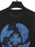 Chrome Hearts Classic Cowboy Patch Embroidered Horseshoe Washed Short Sleeve Couple Versatile Casual T-shirt