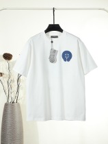 Chrome Hearts Classic Cowboy Patch Embroidered Horseshoe Washed Short Sleeve Couple Versatile Casual T-shirt
