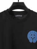 Chrome Hearts Classic Cowboy Patch Embroidered Horseshoe Washed Short Sleeve Couple Versatile Casual T-shirt