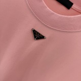 Prada New Classic Metal Triangle Logo Short Sleeve Unisex Versatile Casual T-shirt