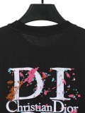 Dior Fashion Embroidered Logo Water Washed Short Sleeve Couple Versatile Casual T-shirt