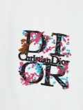 Dior Fashion Embroidered Logo Water Washed Short Sleeve Couple Versatile Casual T-shirt