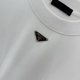 Prada New Classic Metal Triangle Logo Short Sleeve Unisex Versatile Casual T-shirt