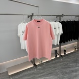 Prada New Classic Metal Triangle Logo Short Sleeve Unisex Versatile Casual T-shirt