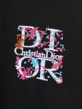 Dior Fashion Embroidered Logo Water Washed Short Sleeve Couple Versatile Casual T-shirt