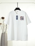 Dior Fashion Embroidered Logo Water Washed Short Sleeve Couple Versatile Casual T-shirt