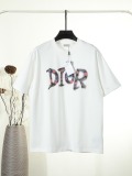 Dior Fashion Graffiti Logo Wash Short Sleeve Couple Versatile Casual T-shirt