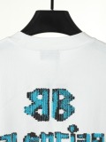 Balenciaga Fashion Embroidered Logo Water Washed Short Sleeve Couple Versatile Casual T-shirt