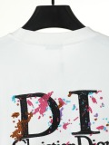 Dior Fashion Embroidered Logo Water Washed Short Sleeve Couple Versatile Casual T-shirt