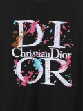 Dior Fashion Embroidered Logo Water Washed Short Sleeve Couple Versatile Casual T-shirt