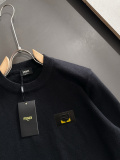 Fendi Classic Simple Versatile Leather Logo Round Neck Base Knitted Sweater