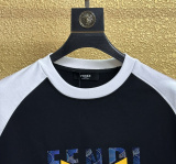 Fendi Classic Monster Logo Printed Color Blocked Short Sleeve Couple Casual Versatile T-shirt