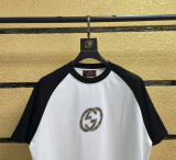 Gucci Classic Logo Printed Color Blocked Short Sleeve Couple's Casual Versatile T-shirt