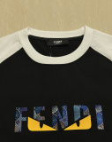 Fendi Classic Monster Logo Printed Color Blocked Short Sleeve Couple Casual Versatile T-shirt