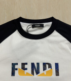 Fendi Classic Monster Logo Printed Color Blocked Short Sleeve Couple Casual Versatile T-shirt