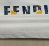Fendi Classic Monster Logo Printed Color Blocked Short Sleeve Couple Casual Versatile T-shirt