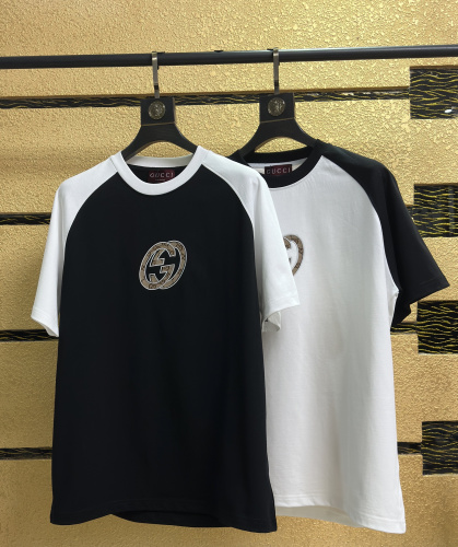 Gucci Classic Logo Printed Color Blocked Short Sleeve Couple's Casual Versatile T-shirt